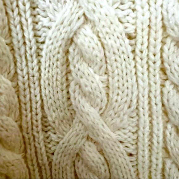 🎁NWT! EDDIE BAUER Classic Cable Knit Fisherman Turtleneck Tunic Ivory Sz Small - Picture 2 of 8